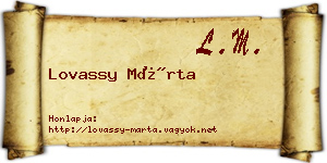 Lovassy Márta névjegykártya